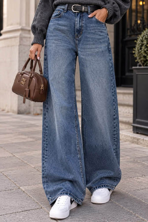 M.Sara BQ5756 Wide Leg Jeans with Belt – Modern Style and Top Quality