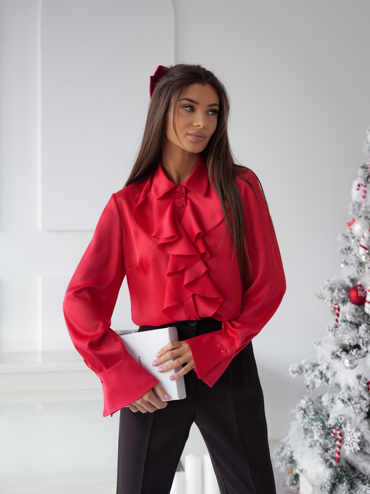 Satin Shirt With Jabot