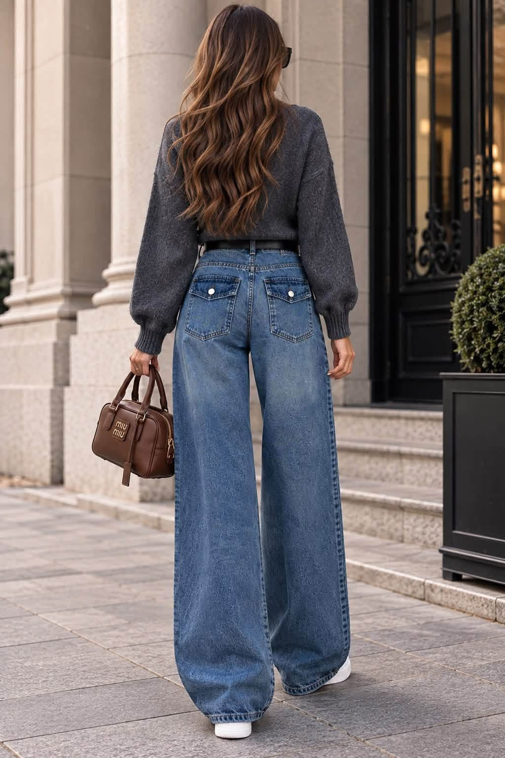 M.Sara BQ5756 Wide Leg Jeans with Belt – Modern Style and Top Quality