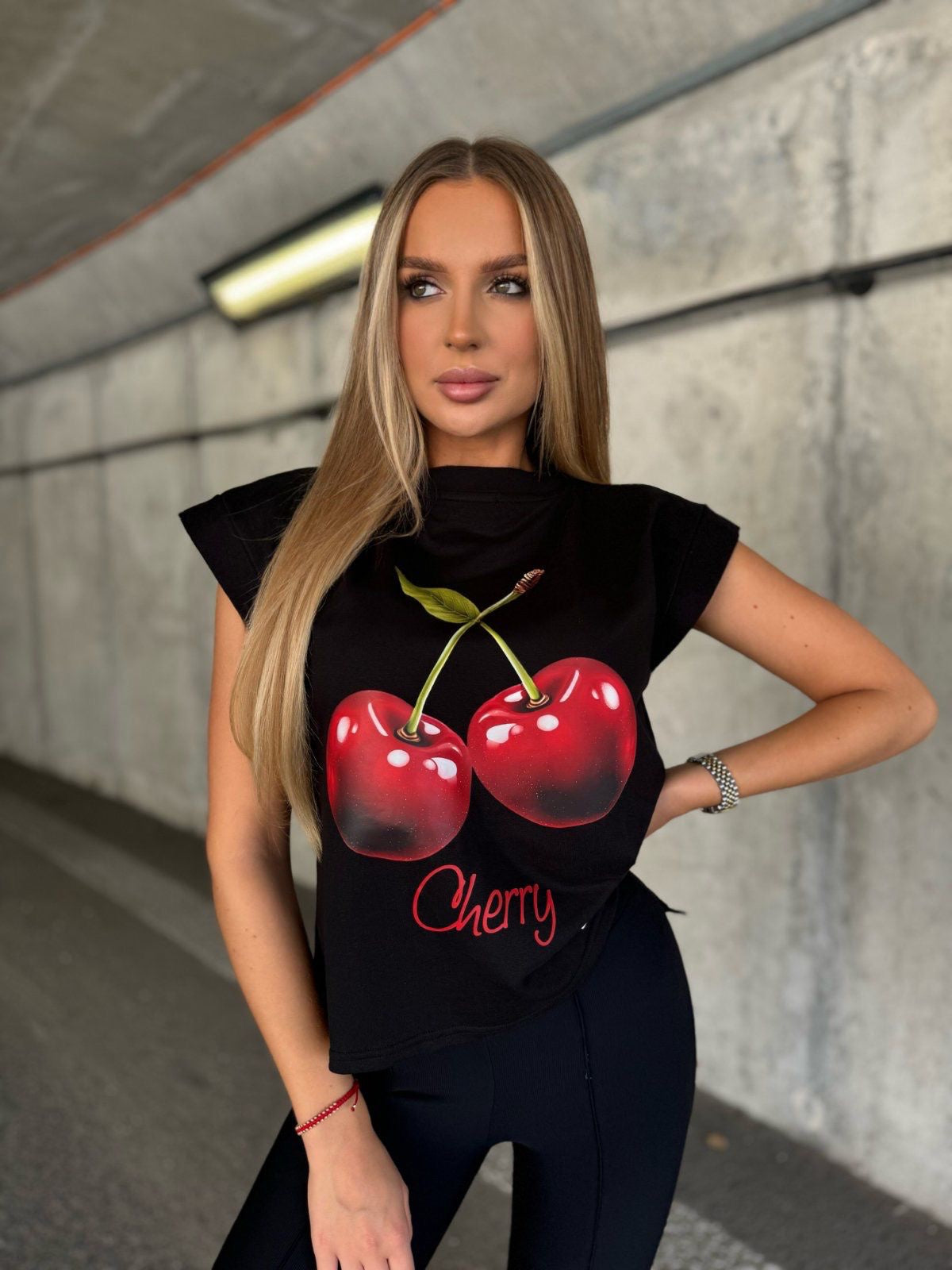 Cherry Print T-Shirt in 100% Cotton