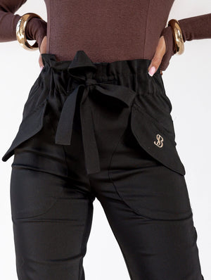 ZOYA" Polish-Made High-Waisted Cargo Trousers with Tie Belt