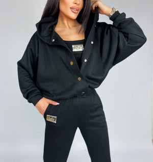 Basari Slow Three-Piece Ribbed Hooded Set