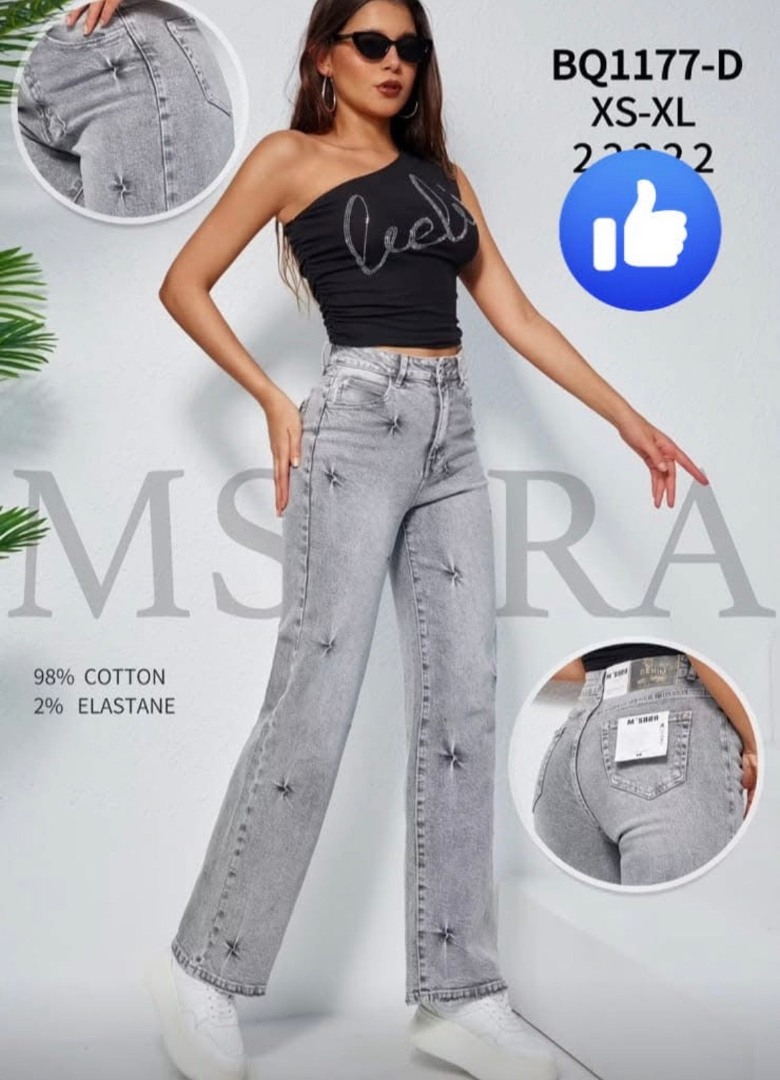 M.SARA Stylish Grey Distressed Jeans – BQ1177–D