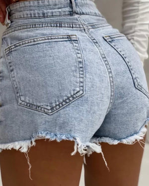 M.Sara Asymmetric Denim Skort With Cut-Out
