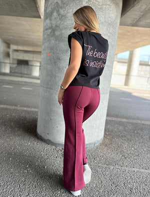 Burgundy Flare Pants with High Waist – Kamila Sygdziak