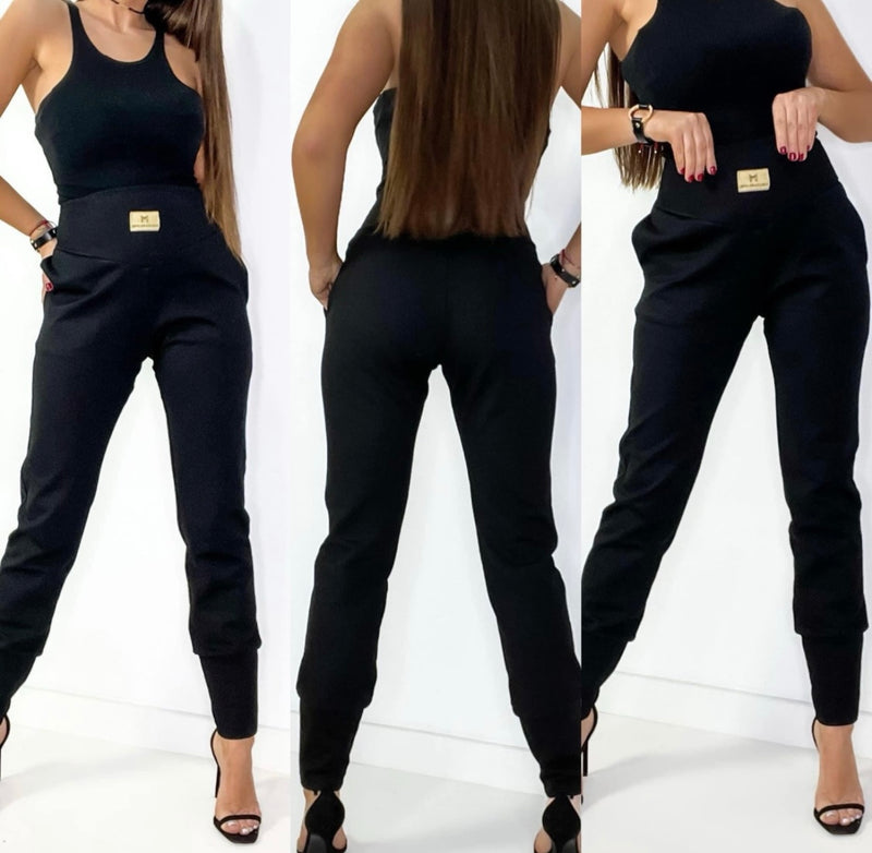 Mielczarkowski Branded High-Waisted Cuffed Joggers