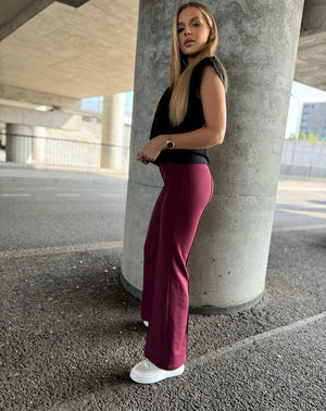 Burgundy Flare Pants with High Waist – Kamila Sygdziak