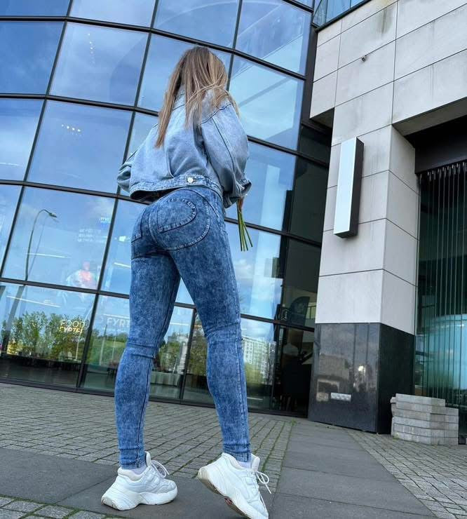 ME&JAN Double Push-Up High-Waisted Denim Leggings – Luxury Marmo