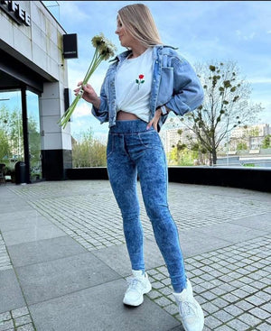 ME&JAN Double Push-Up High-Waisted Denim Leggings – Luxury Marmo