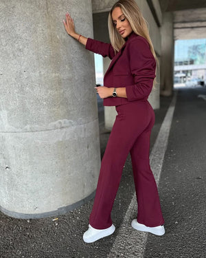 Burgundy Flare Pants with High Waist – Kamila Sygdziak