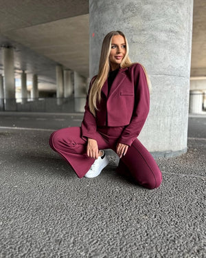 Burgundy Flare Pants with High Waist – Kamila Sygdziak