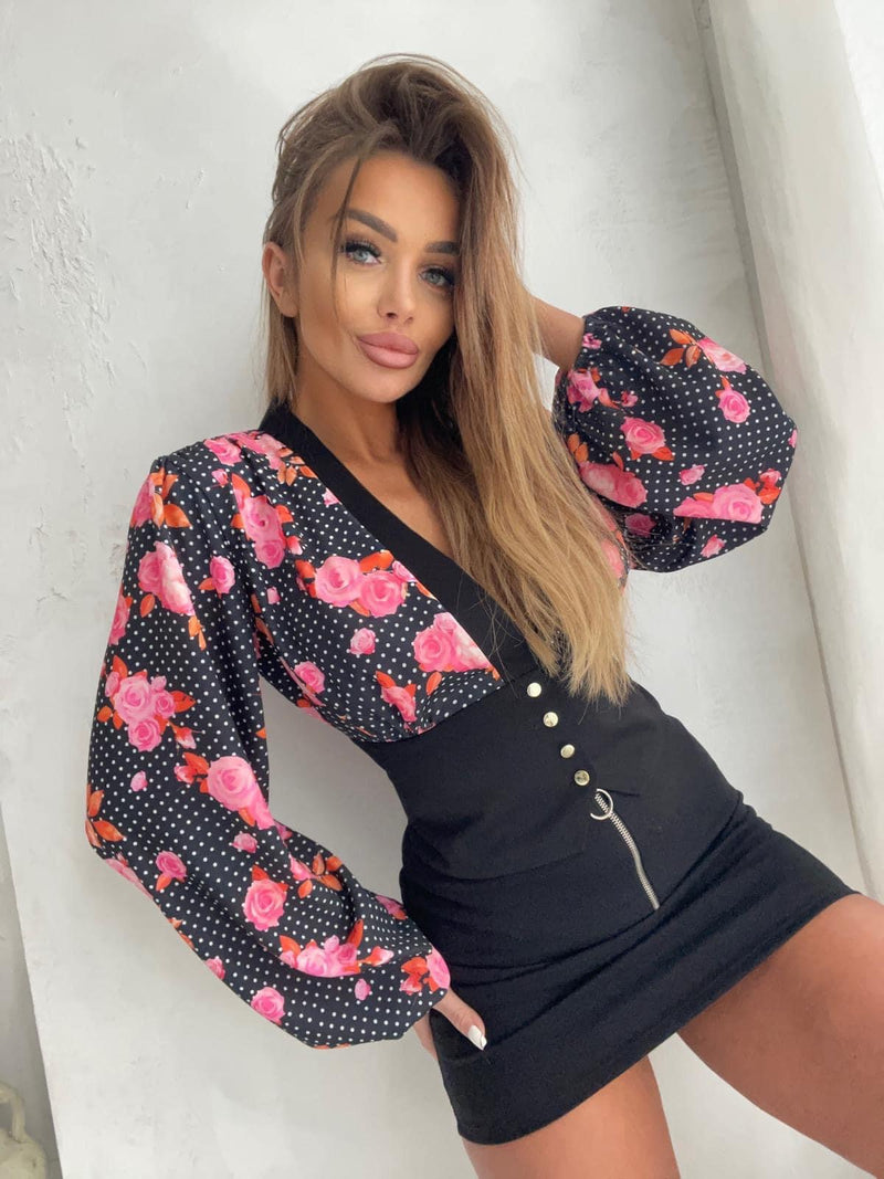 Agatha Pucci Statement Blouse With Corset Hem and Deep Neckline