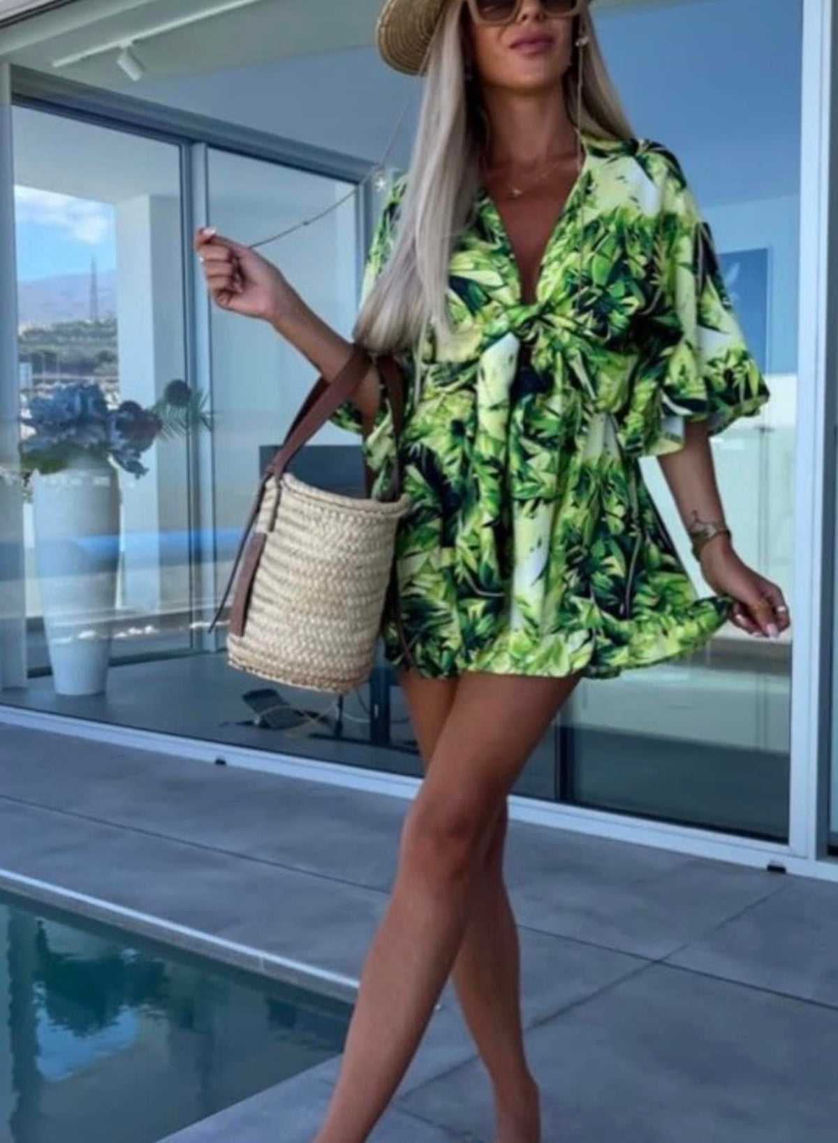 Women's Summer Jumpsuit With Tie and Cut-Out