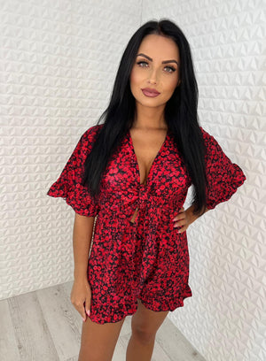 Women's Summer Jumpsuit With Tie and Cut-Out