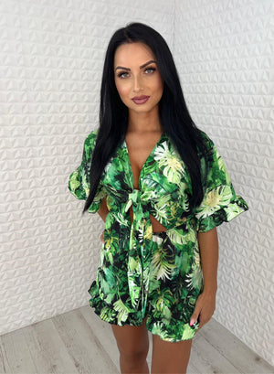 Women's Summer Jumpsuit With Tie and Cut-Out