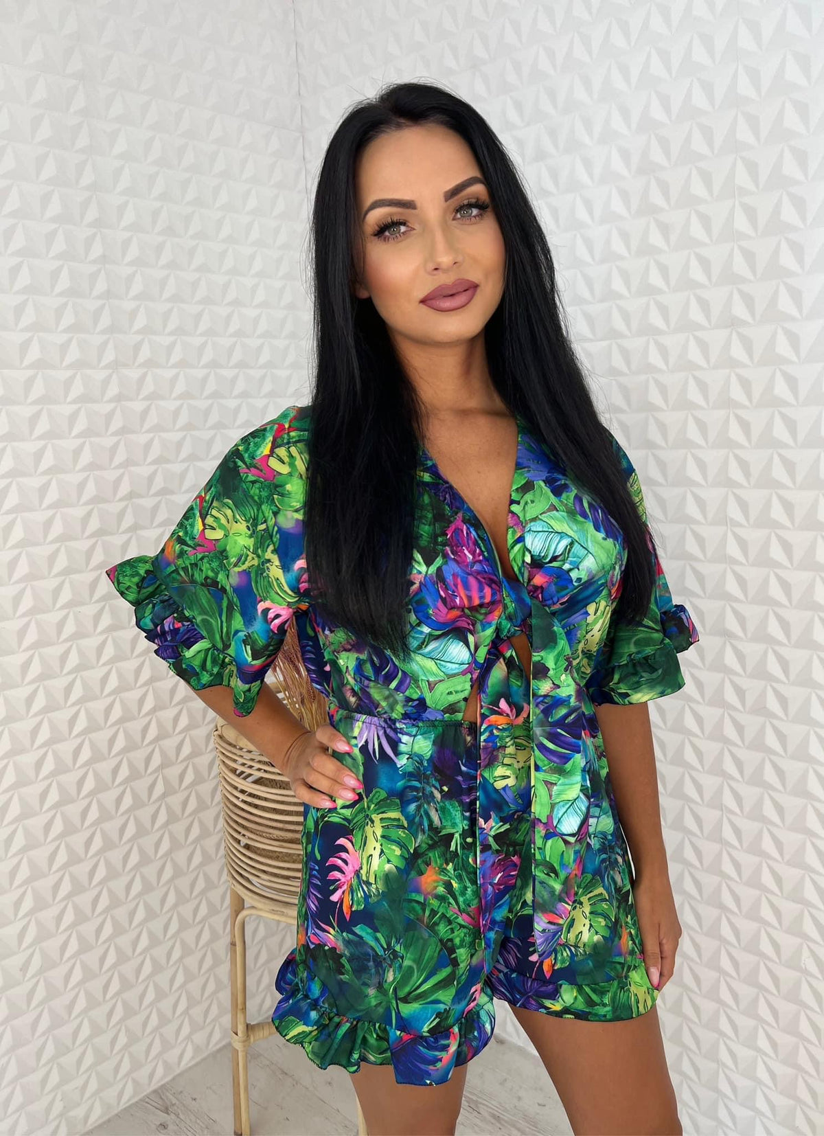 Women's Summer Jumpsuit With Tie and Cut-Out