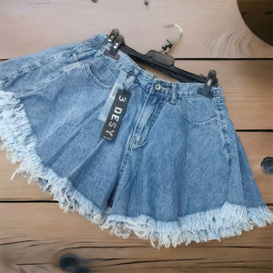 Flared Denim Shorts