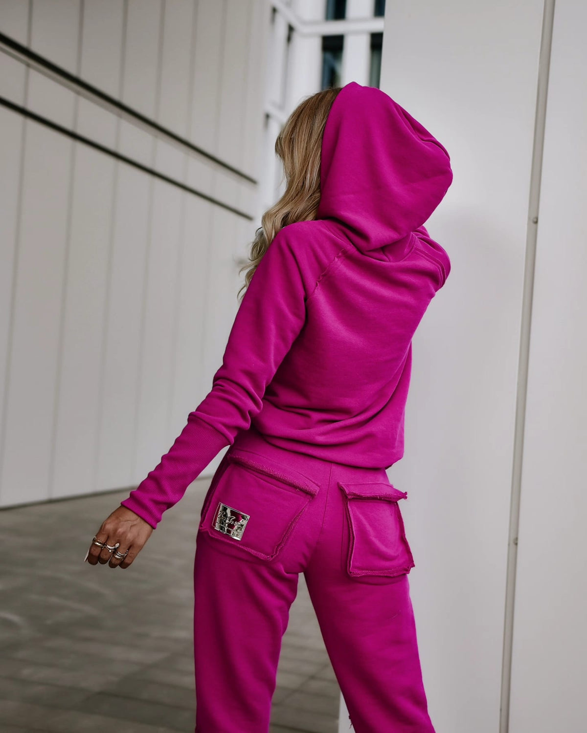 Basari Pocket Pink Hooded Tracksuit