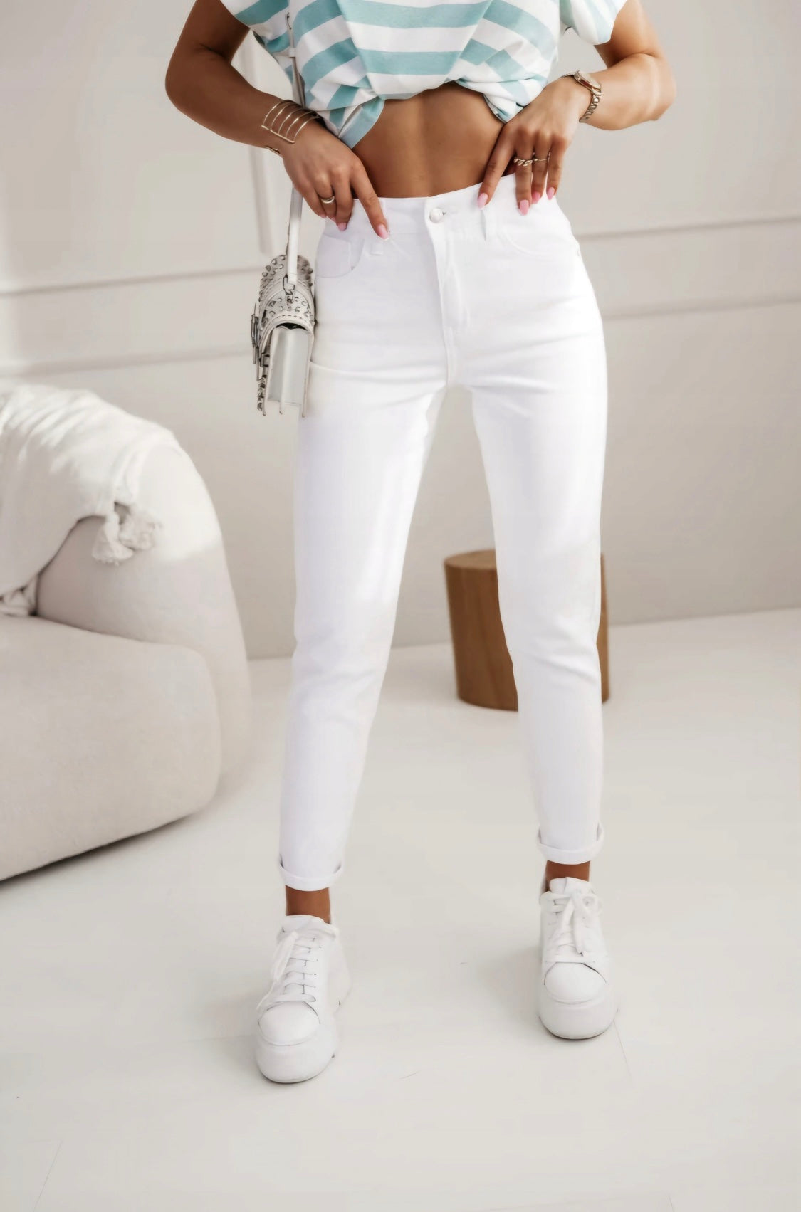 M.Sara White Boyfriend Jeans BF1820-12