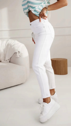 M.Sara White Boyfriend Jeans BF1820-12