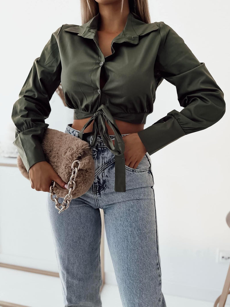 Amaro Cropped Tie-Waist Shirt
