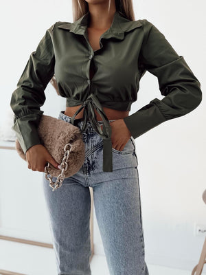Amaro Cropped Tie-Waist Shirt