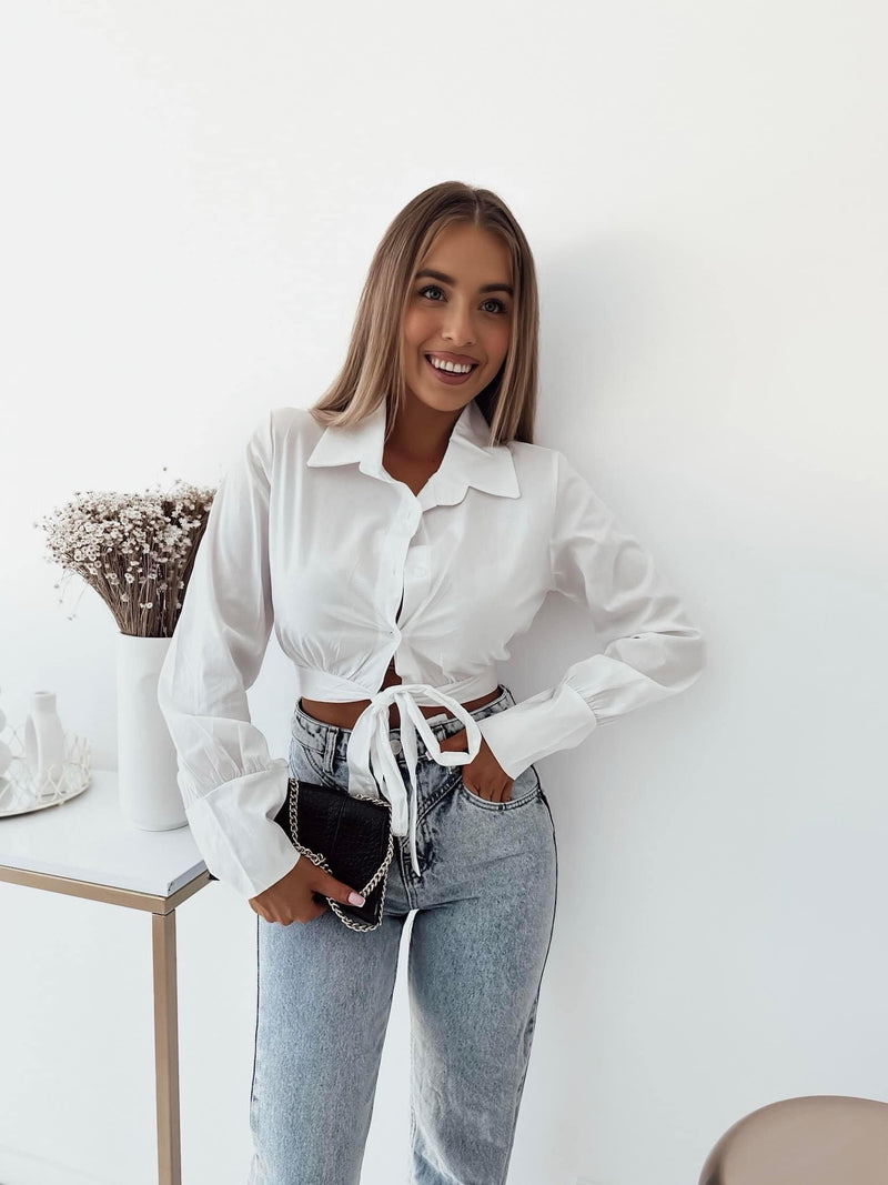 Amaro Cropped Tie-Waist Shirt