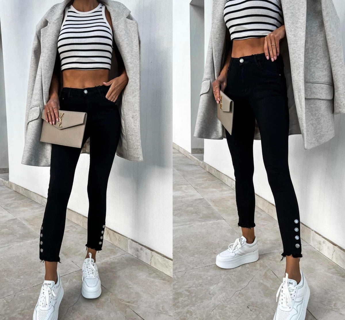 M.Sara Skinny Jeans With Buttons