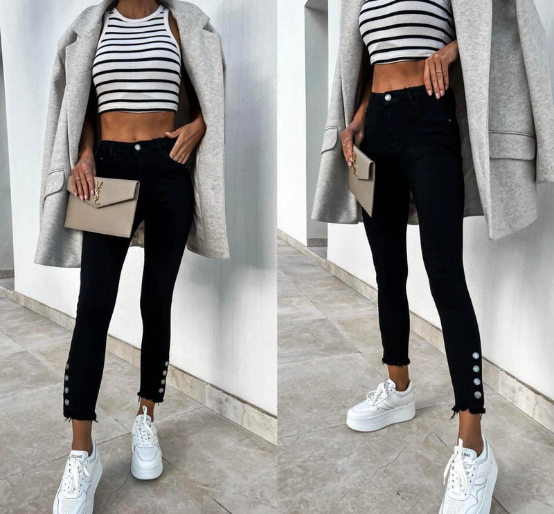 M.Sara Skinny Jeans With Buttons