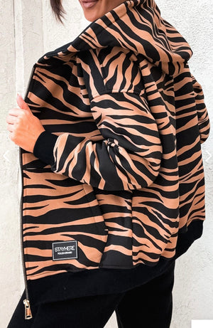 Caramel Zebra Zip-Up Sweatshirt