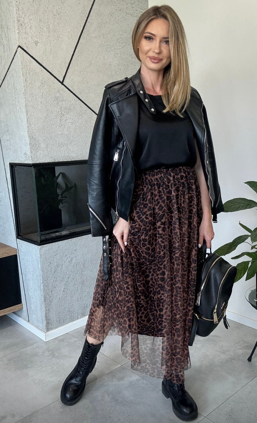Leopard Print Tulle Skirt With Elasticated Waist