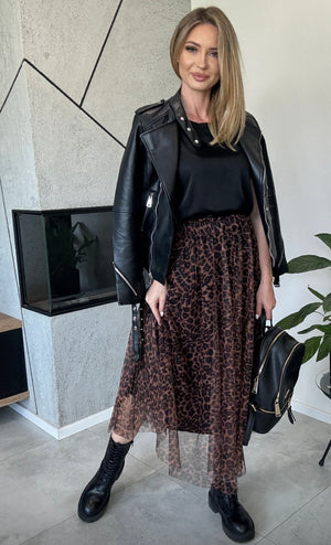 Leopard Print Tulle Skirt With Elasticated Waist