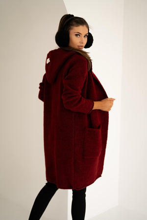Stay Here Women's Oversized Cardigan in Burgundy