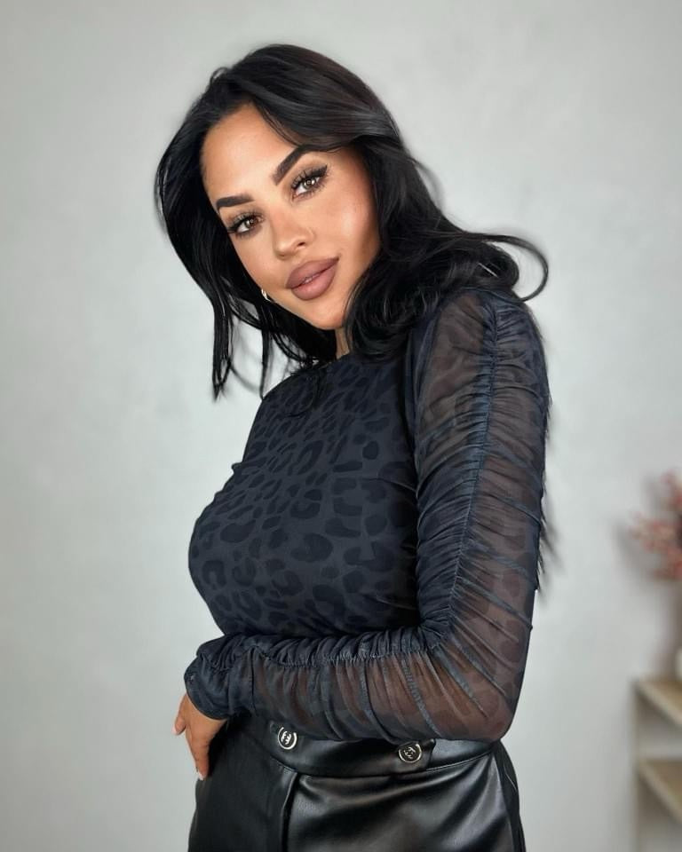 Sheer Blouse With Black Leopard Print