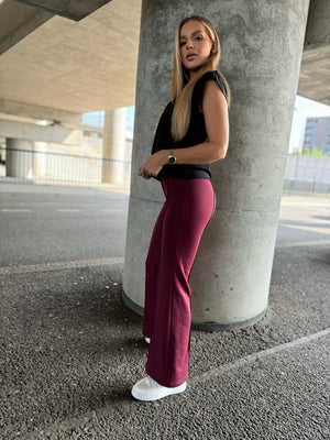 Burgundy Flared Trousers in 100% Cotton