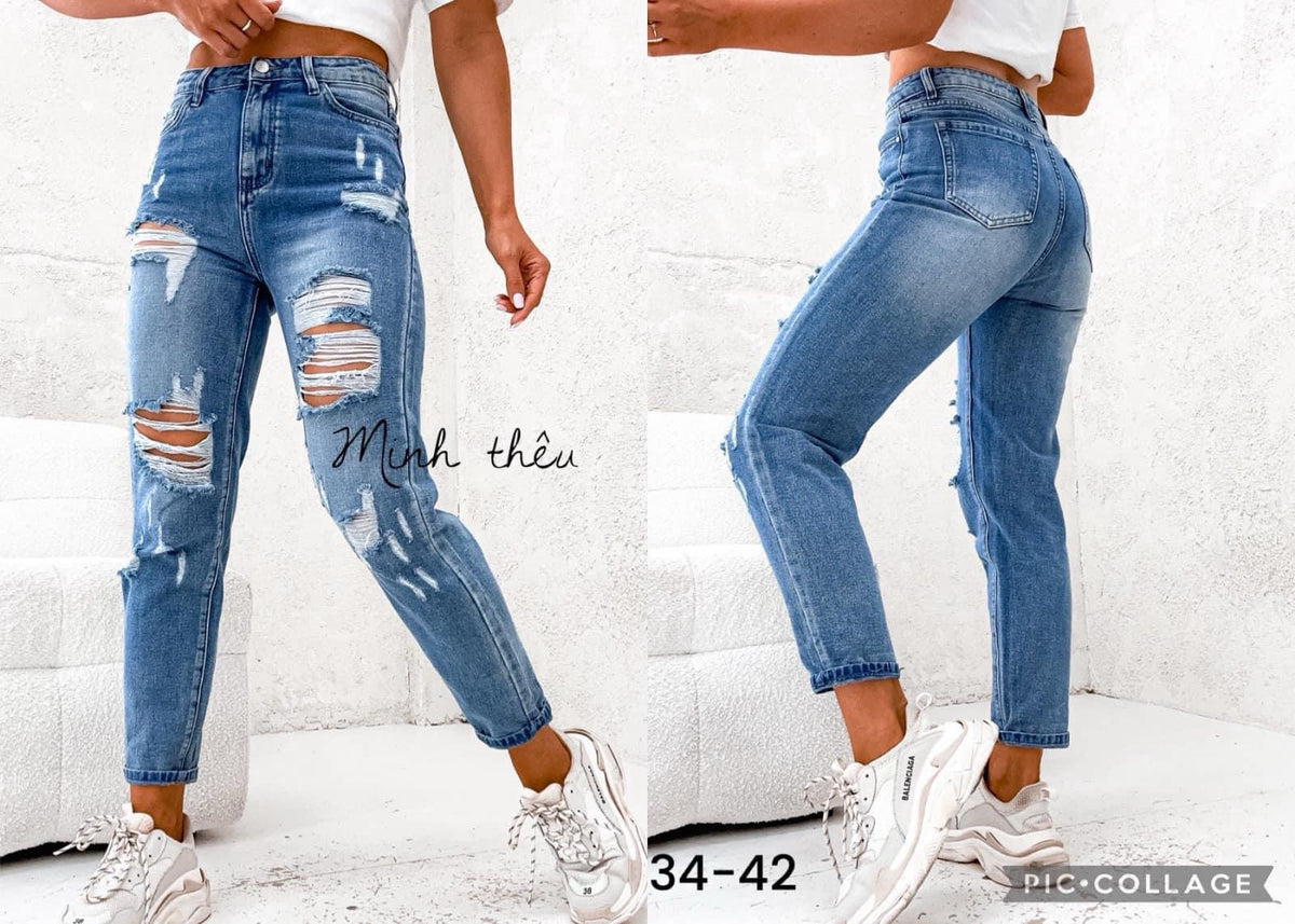 Distressed Mom Boyfriend Jeans