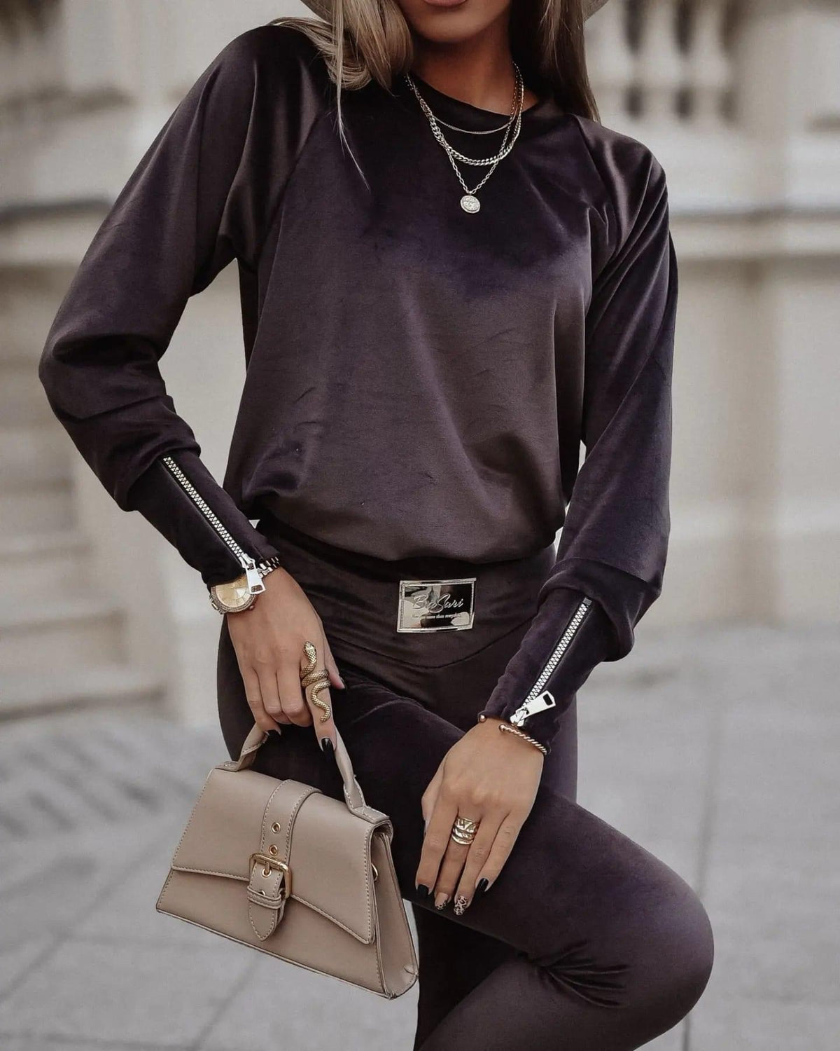 Basari Chocolate Velour Tracksuit