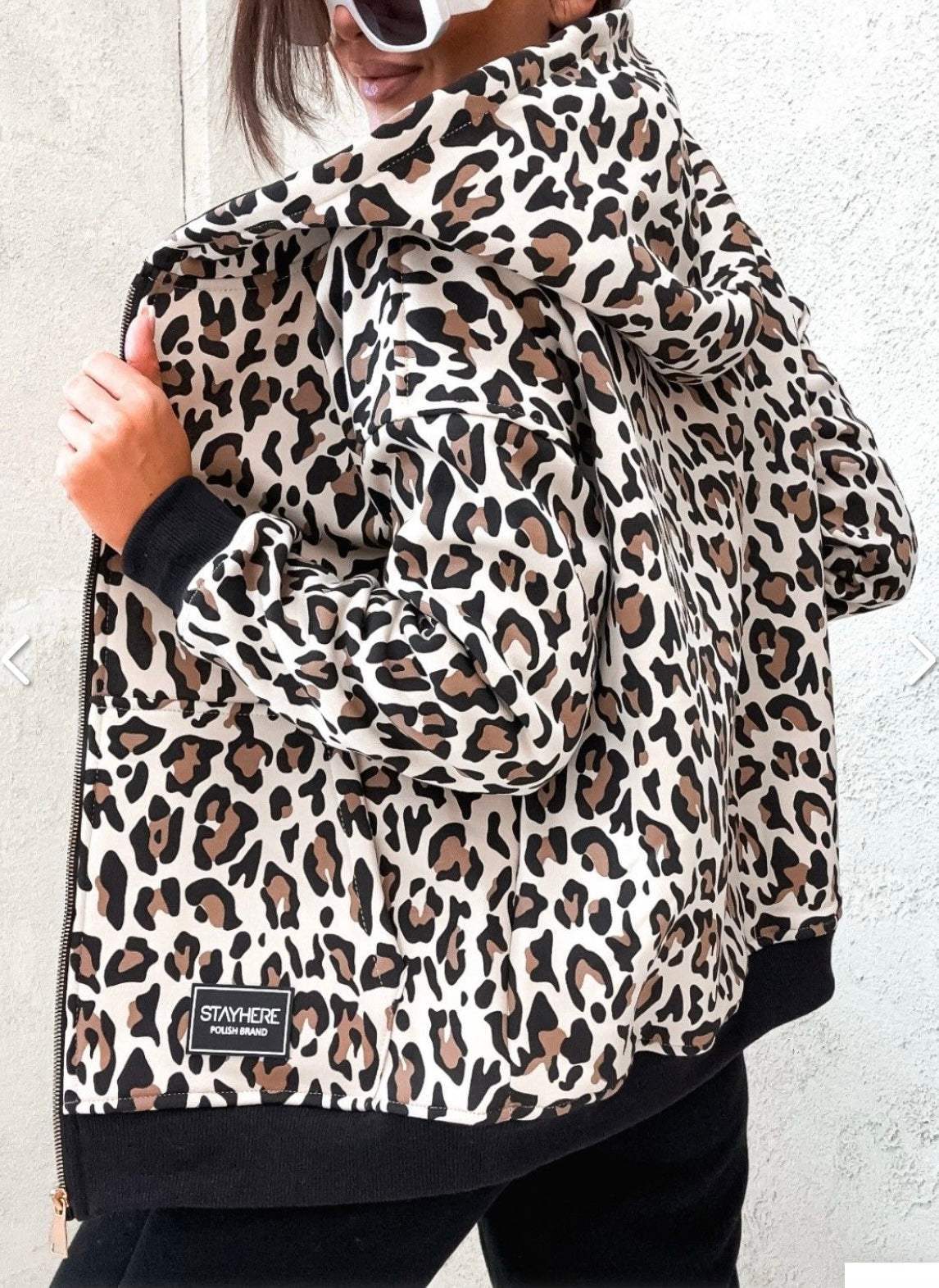 Stay Here Women's Zip-Up Leopard Print Hoodie