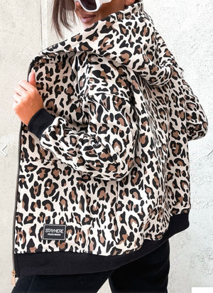 Stay Here Women's Zip-Up Leopard Print Hoodie