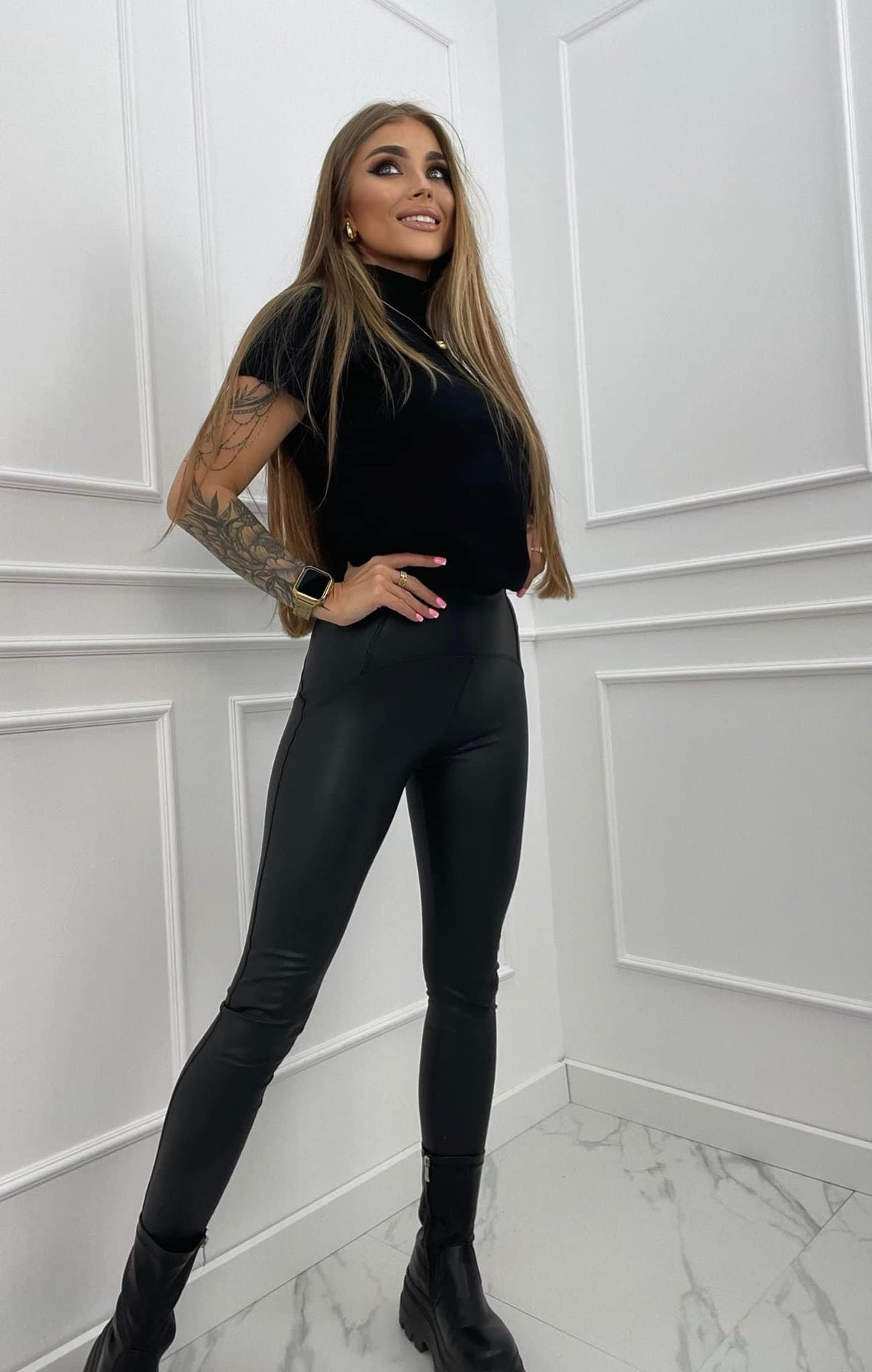 High-Waisted Leather-Look Leggings