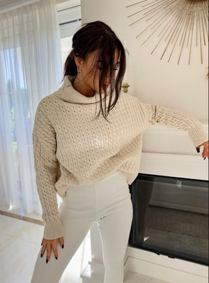 Textured Knit Turtleneck Jumper
