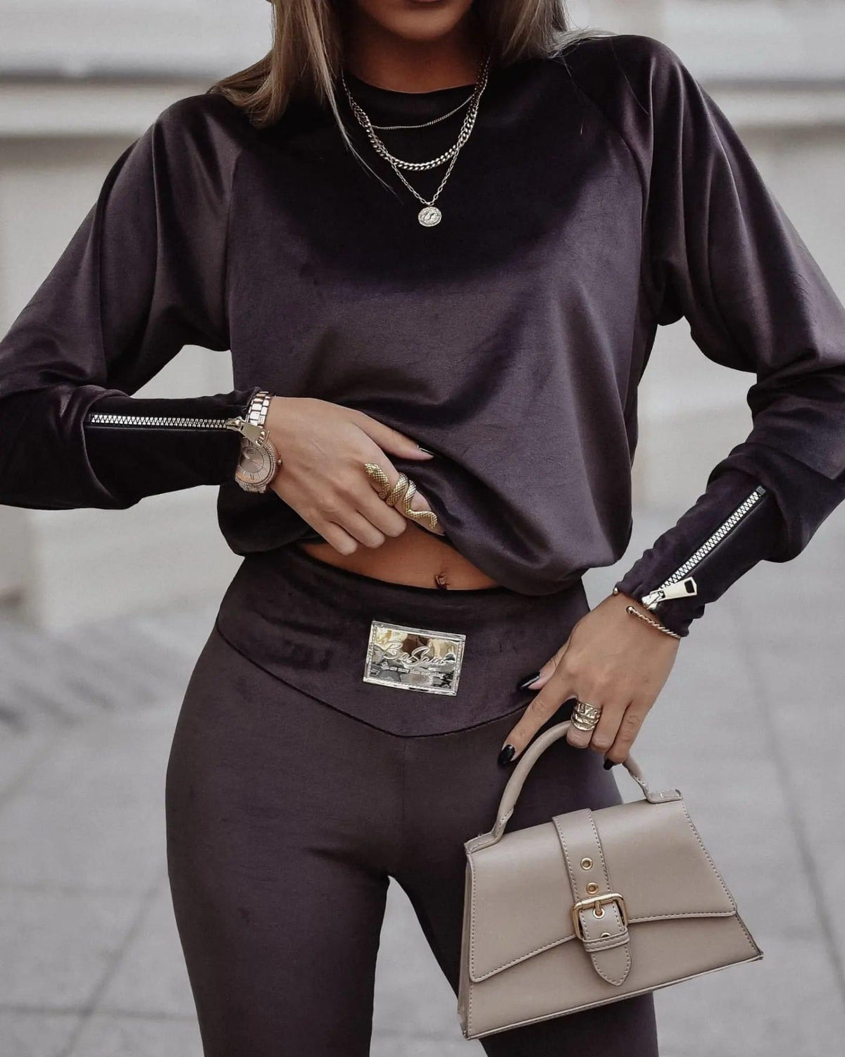 Basari Chocolate Velour Tracksuit
