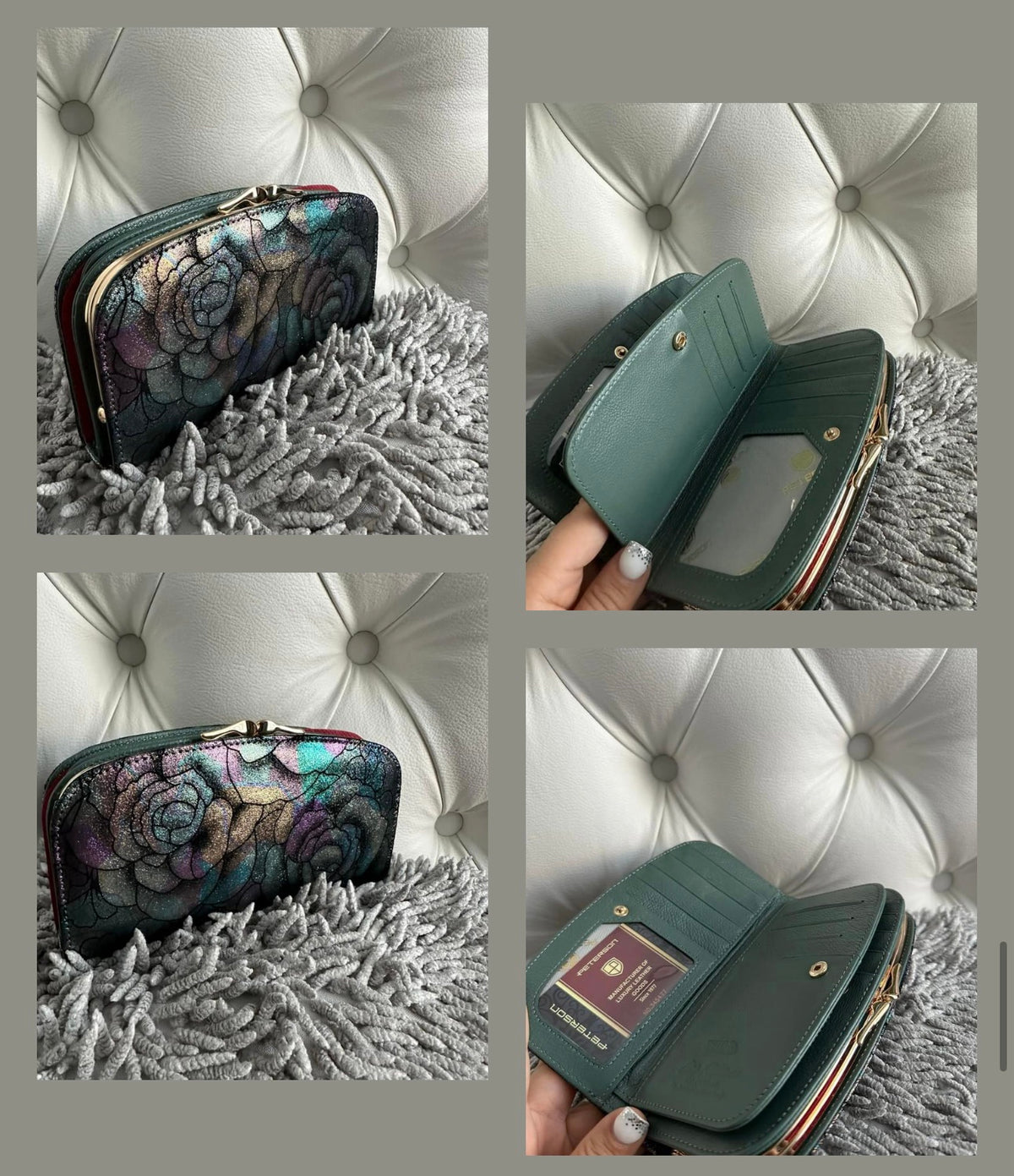 Peterson Large Leather Wallet With Floral Pattern