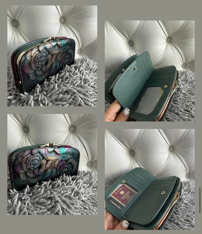 Peterson Large Leather Wallet With Floral Pattern
