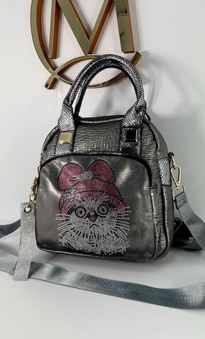 Convertible Backpack Bag With Rhinestones