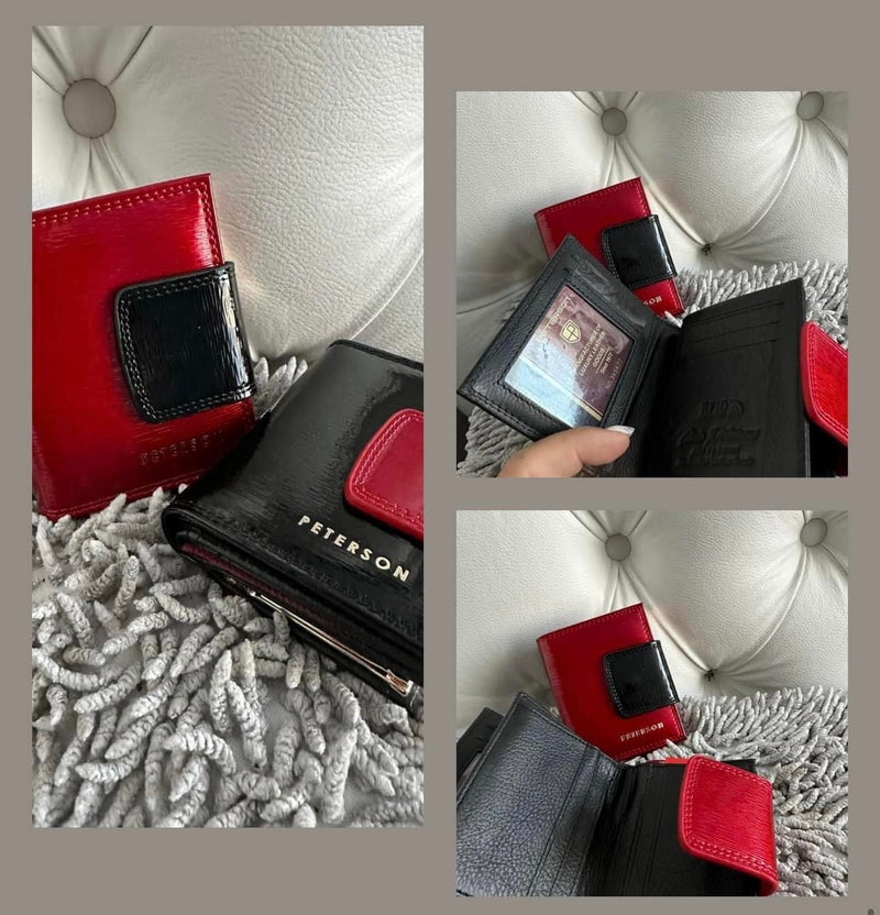 Women's Patent Leather Wallet in Red or Black