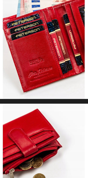 Peterson Premium Women's Red Leather RFID Wallet