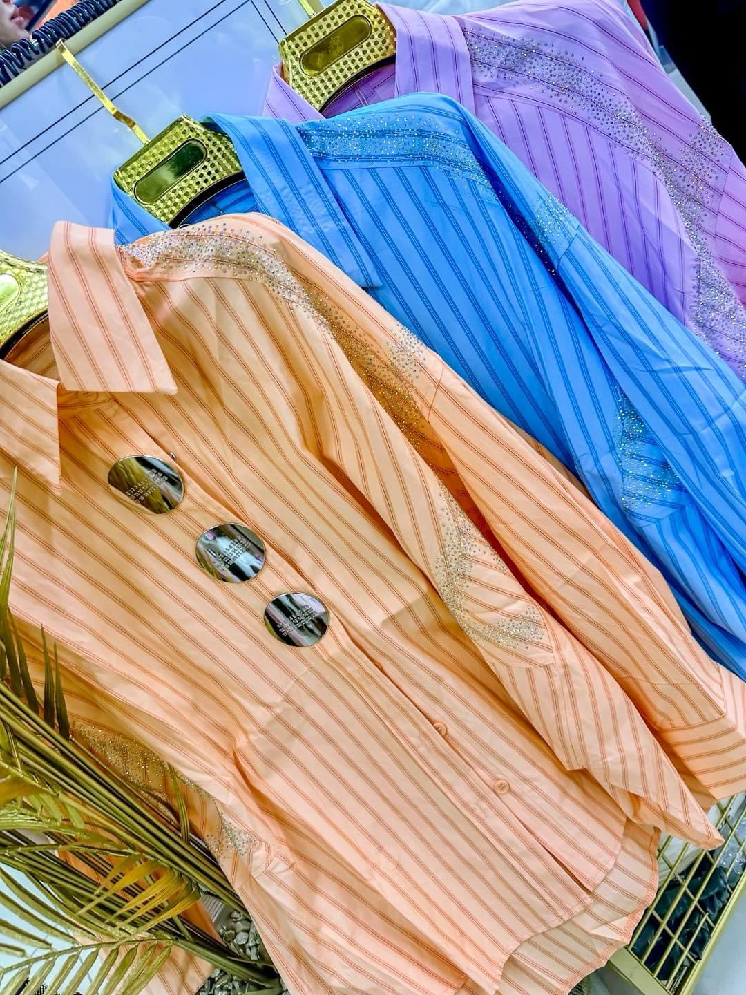 Sky Oversized Striped Shirt