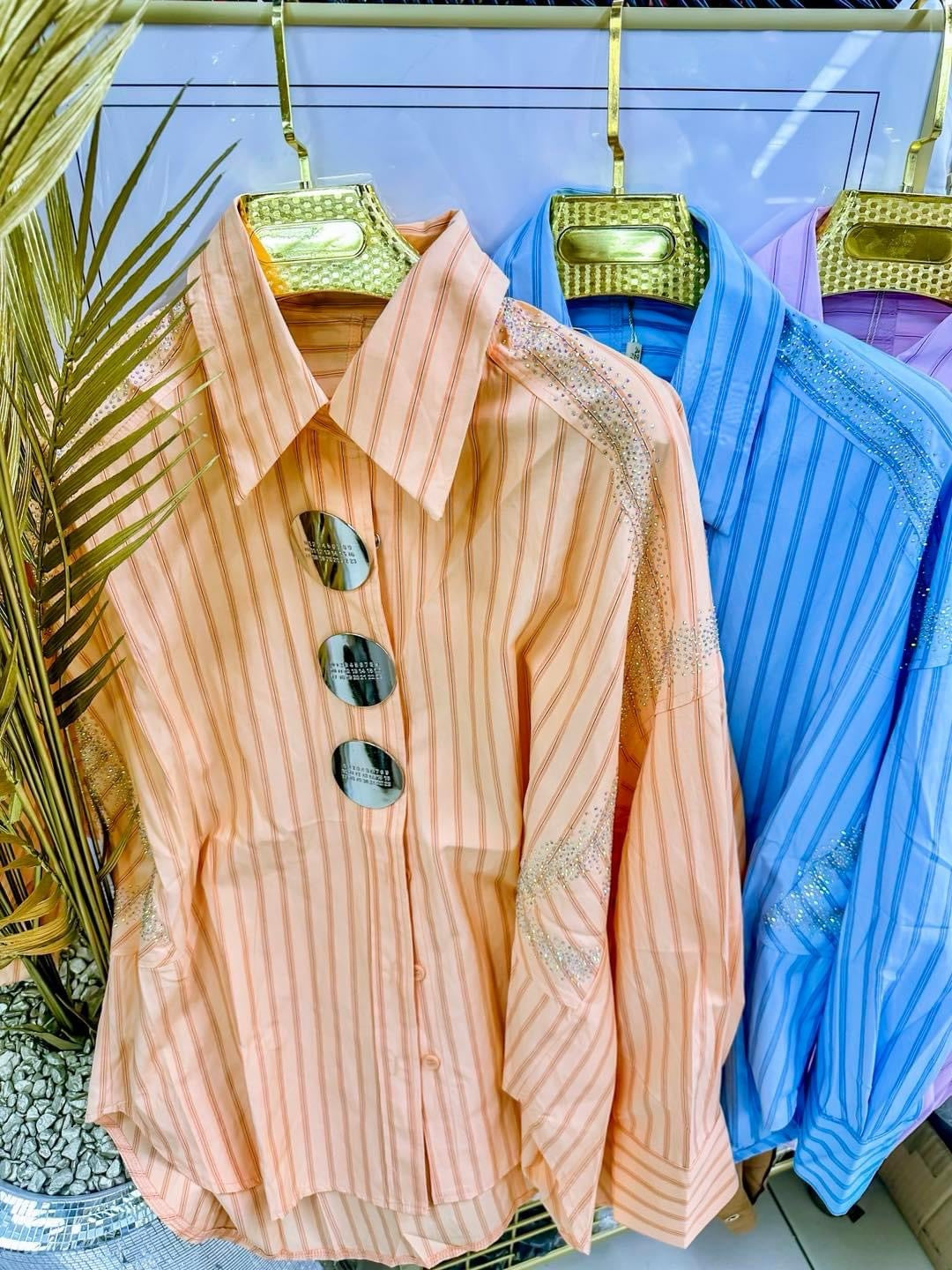 Sky Oversized Striped Shirt