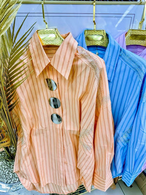Sky Oversized Striped Shirt
